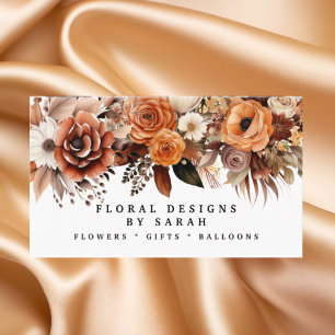 Cartões de Visita Boho Dourado e Flores de Champan