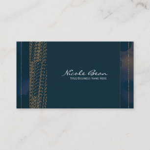 Cartões de Visita Bokeh Glam Azul e Dourado Chic