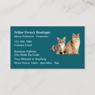 Cartões de Visita com Tema de Gato Felino Design