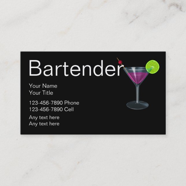 Cartões de Visita de Barman (Frente)