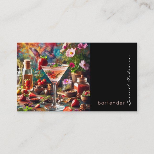 Cartões de Visita de Barman Mixólogo (Frente)