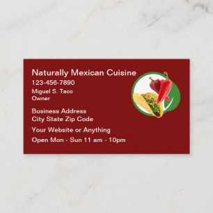 Cartões de Visita de Cozinha Mexicana Natural