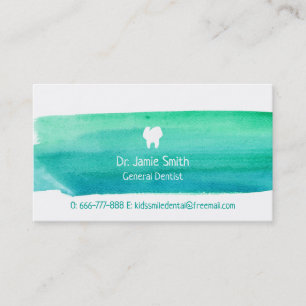 Cartões de Visita de Dentista Aquarela Azul Verde