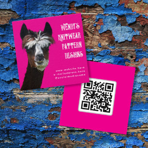 Cartões de Visita de Fibras com Código QR Llama Ro