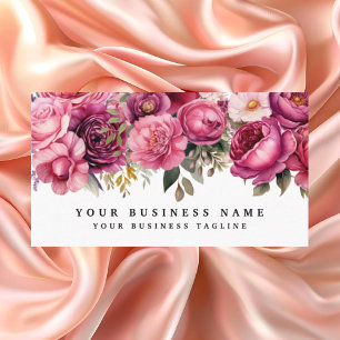 Cartões de Visita de Flores Rosa Brilhante Elegant