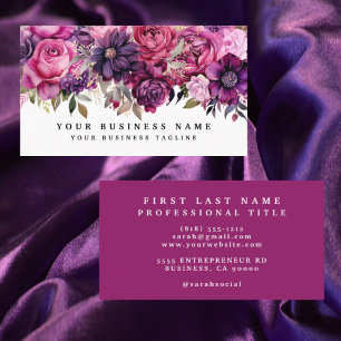 Cartões de Visita de Flores Roxas Magentas Elegant
