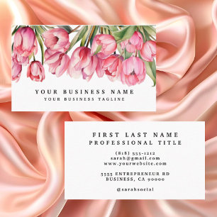 Cartões de Visita de Flores Tulipas Rosa