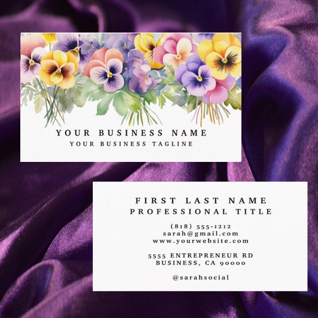 Cartões de Visita de Flores Violeta Elegantes de A (Criador carregado)