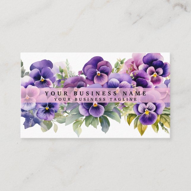Cartões de Visita de Flores Violeta Elegantes de A (Frente)