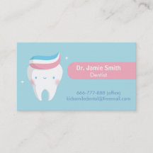 Cartões de Visita de Negócios Dentários Cute Tooth