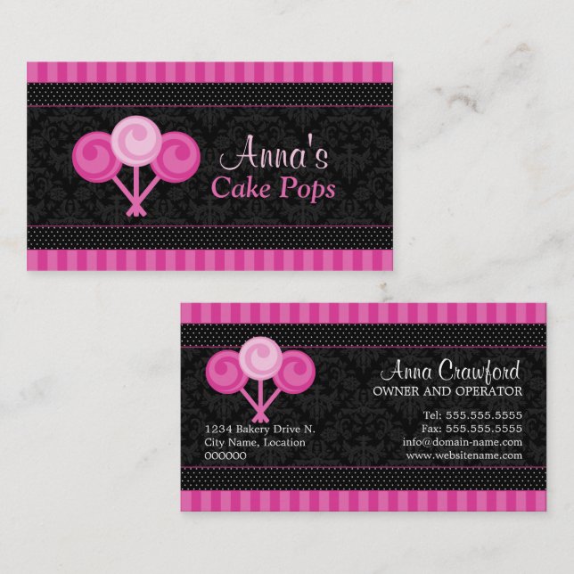 Cartões de Visita de Padaria de Cake Pops (Frente/Verso)