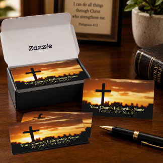 Cartões de Visita de Pastor da Igreja Sunset Cross