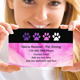 Cartões de Visita de Pet Sitter com Pegadas de Ani