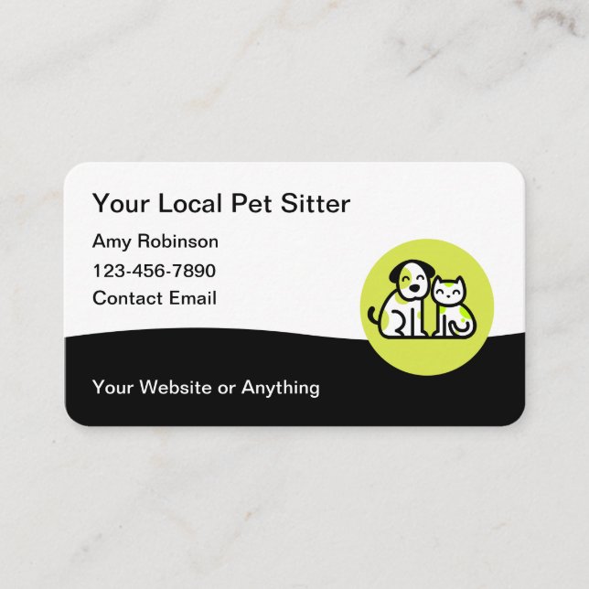 Cartões de Visita de Pet Sitter Modernos Design (Frente)