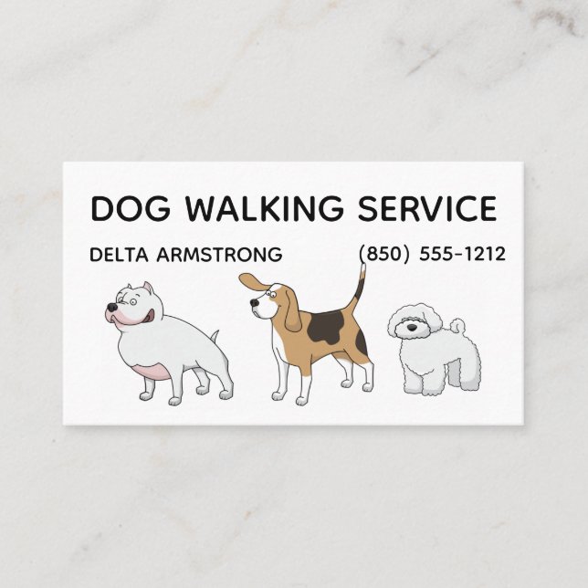 Cartões de Visita de Serviço de Passeio de Cães (Frente)