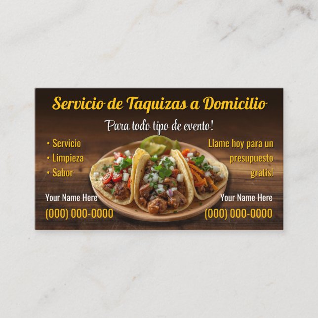 Cartões de Visita de Serviço de Taco (Frente)