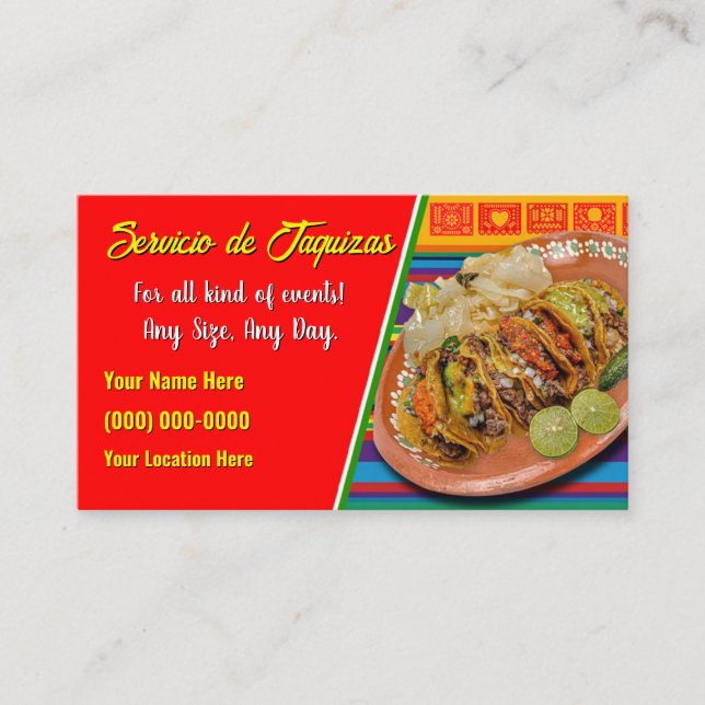 Cartões de Visita de Serviço de Taco (Frente)