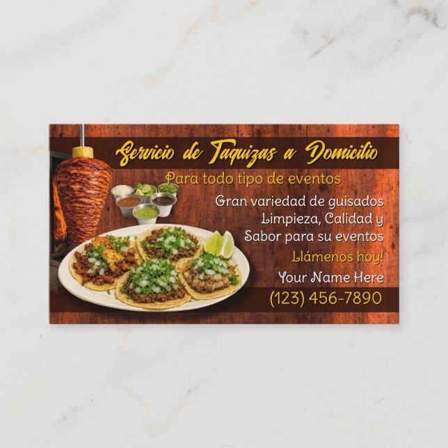 Cartões de Visita de Serviço de Taco (Frente)