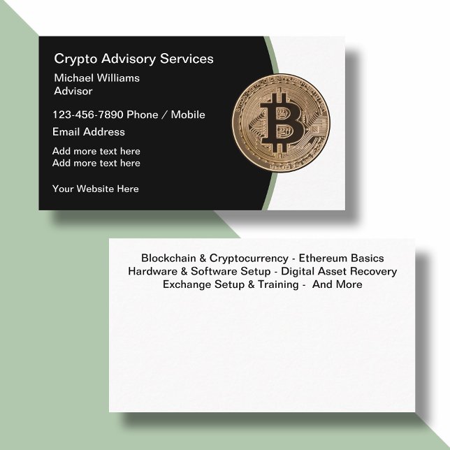 Cartões de Visita de Serviços de Bitcoin e Cripto  (Criador carregado)