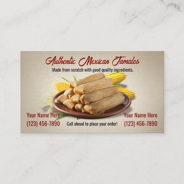 Cartões de Visita de Tamales (Frente)