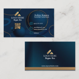 Cartões de Visita Empresariais com Código QR Blue 