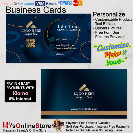 Cartões de Visita Empresariais com Código QR Blue 