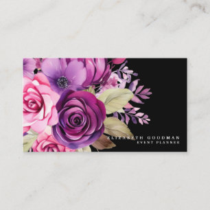 Cartões de Visita Empresariais Rosa Floral Roxo Pr
