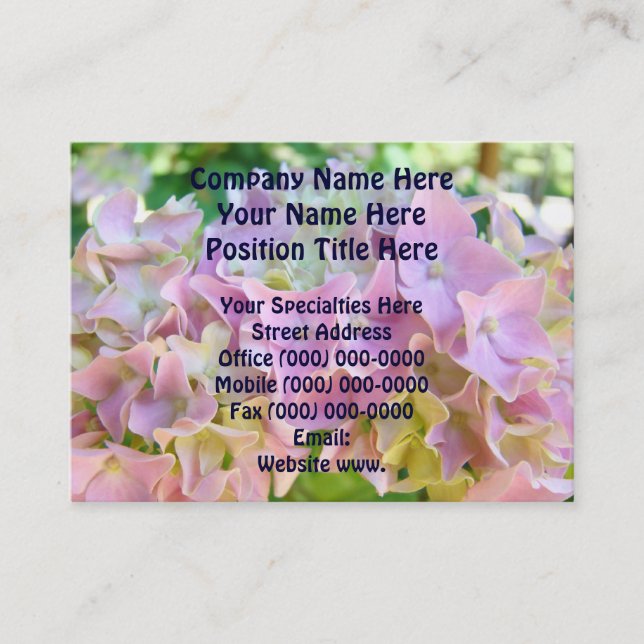 Cartões de Visita Florais Personalizados Hortênsia (Frente)