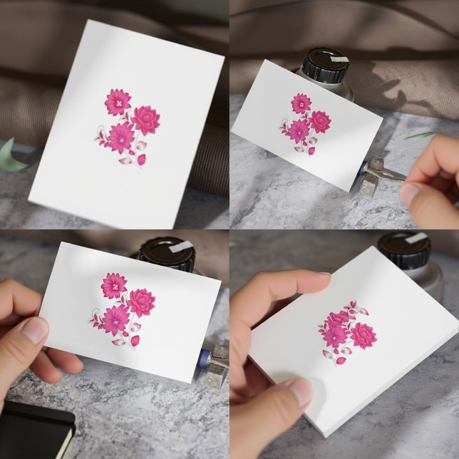 Cartões de Visita Florais Rosa Luxo (Chic pink monogram cards for elegant branding #PinkMonogram)