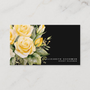 Cartões de Visita Flores Amarelas Rosas Elegantes