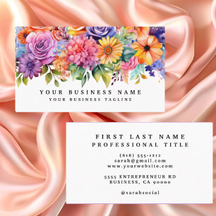 Cartões de Visita Flores Coloridas Elegante Primav