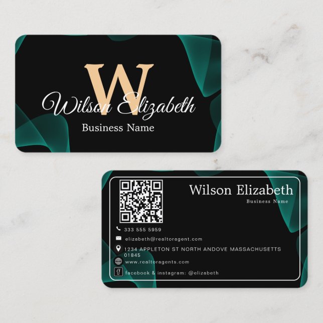 Cartões de visita modernos e elegantes com código  (Frente/Verso)