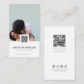 cartões de visita modernos minimalistas qr fotogra