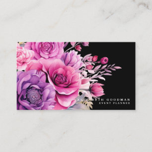 Cartões de Visita Negócios Rosa Floral Roxo Premie