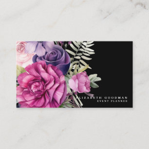 Cartões de Visita Negócios Rosa Floral Roxo Premie