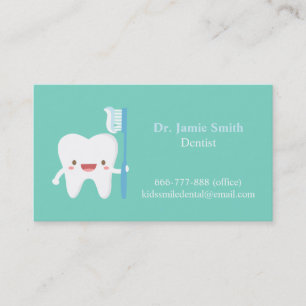 Cartões de Visita Odontológicos de Dente Fofo com 