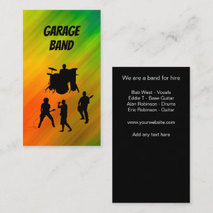 Cartões de Visita para Banda de Música para Alugue