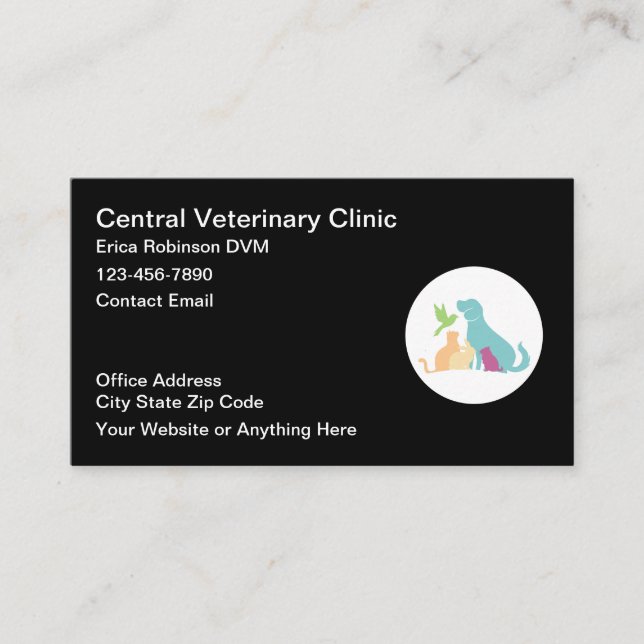 Cartões de Visita Pastel para Veterinário (Frente)