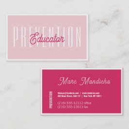 Cartões de Visita Rosa de Educador de Prevenção