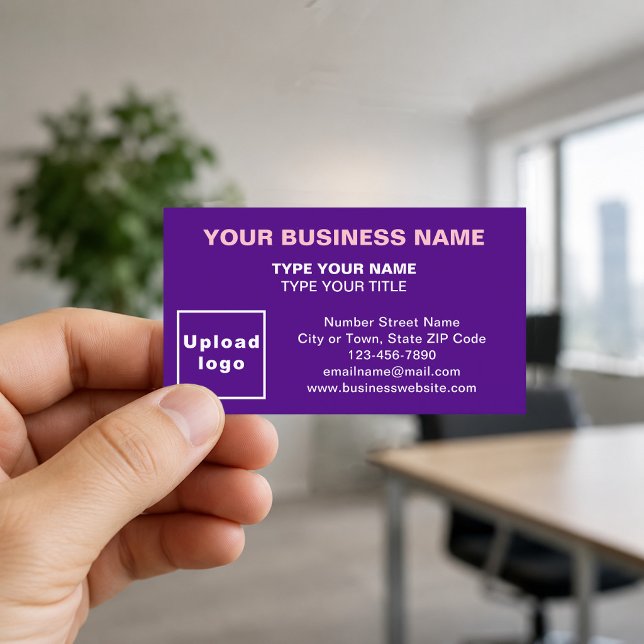 Cartões de Visita Roxos Centralizados (Front of the business card)