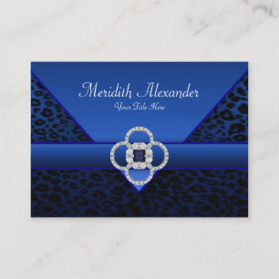 Cartões de visita Royal Blue Leopard