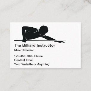Cartões de Visita Simples de Instrutor de Bilhar