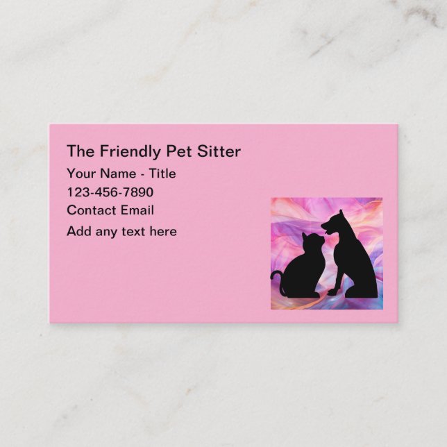 Cartões de Visita Simples Modernos para Pet Sitter (Frente)