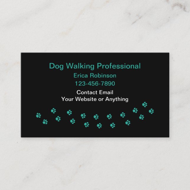 Cartões de Visita Simples para Passeio de Cães Pro (Frente)