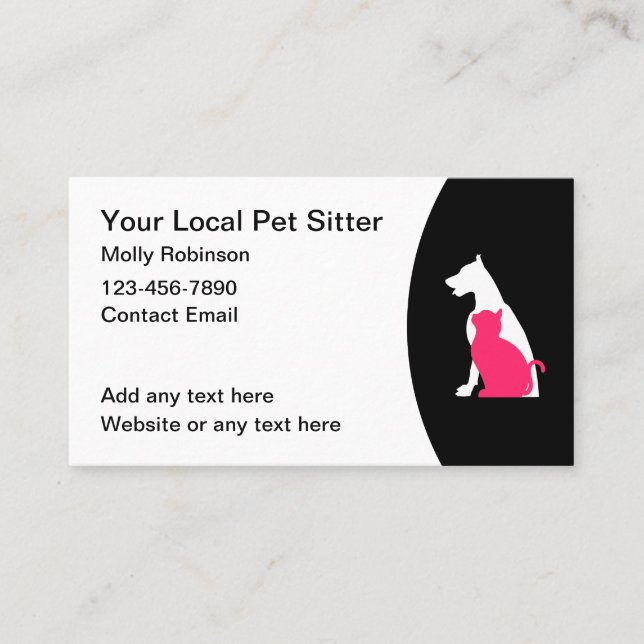Cartões de Visita Simples para Pet Sitter (Frente)
