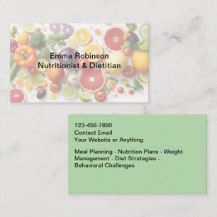 Cartões de Visita Tema de Nutrição de Nutricionist