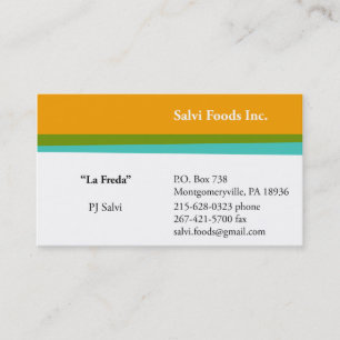 Cartões de visitas 3 dos alimentos de Salvi