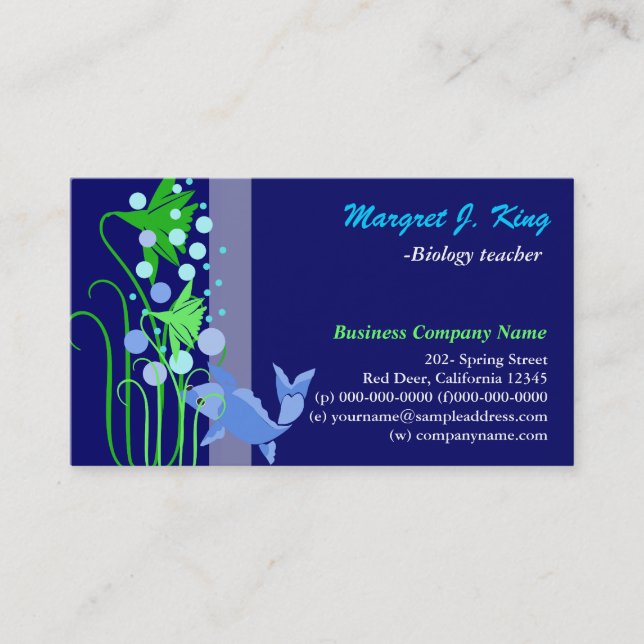 Cartões de visitas adoráveis de peixes e de capim  (Frente)