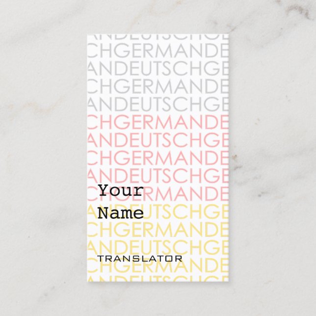 Cartões de visitas alemães do tradutor ou do (Frente)