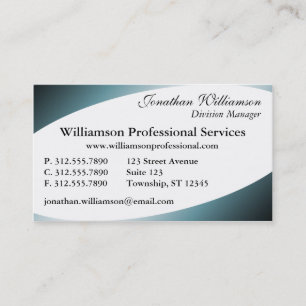 Cartões de visitas azuis com cantos curvos